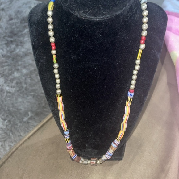 Antique Venetian Chevron Old African trade bead Necklace - Picture 2 of 8